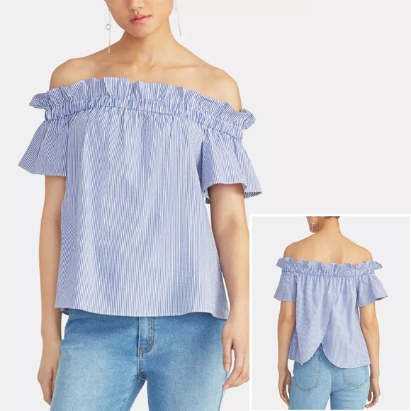 RACHEL Rachel Roy Tops - Rachel Roy Erla Seersucker Off-the-Shoulder Top